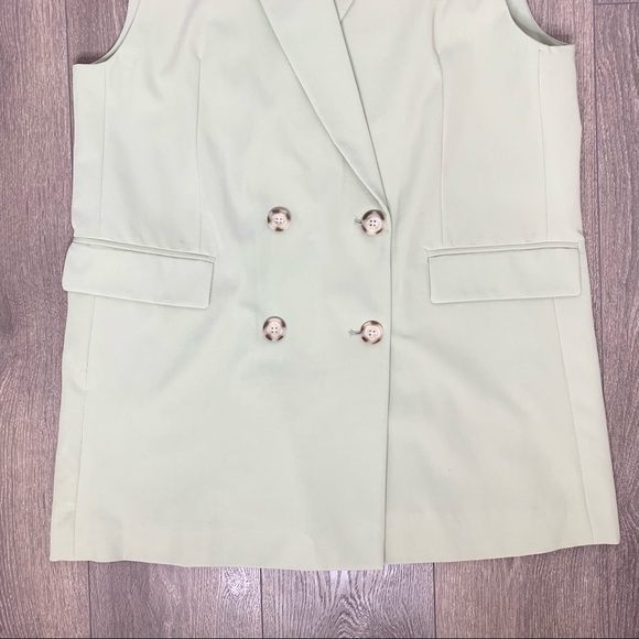 Zara Double Breasted Vest Blazer Green Size L NWT - Picture 12 of 17
